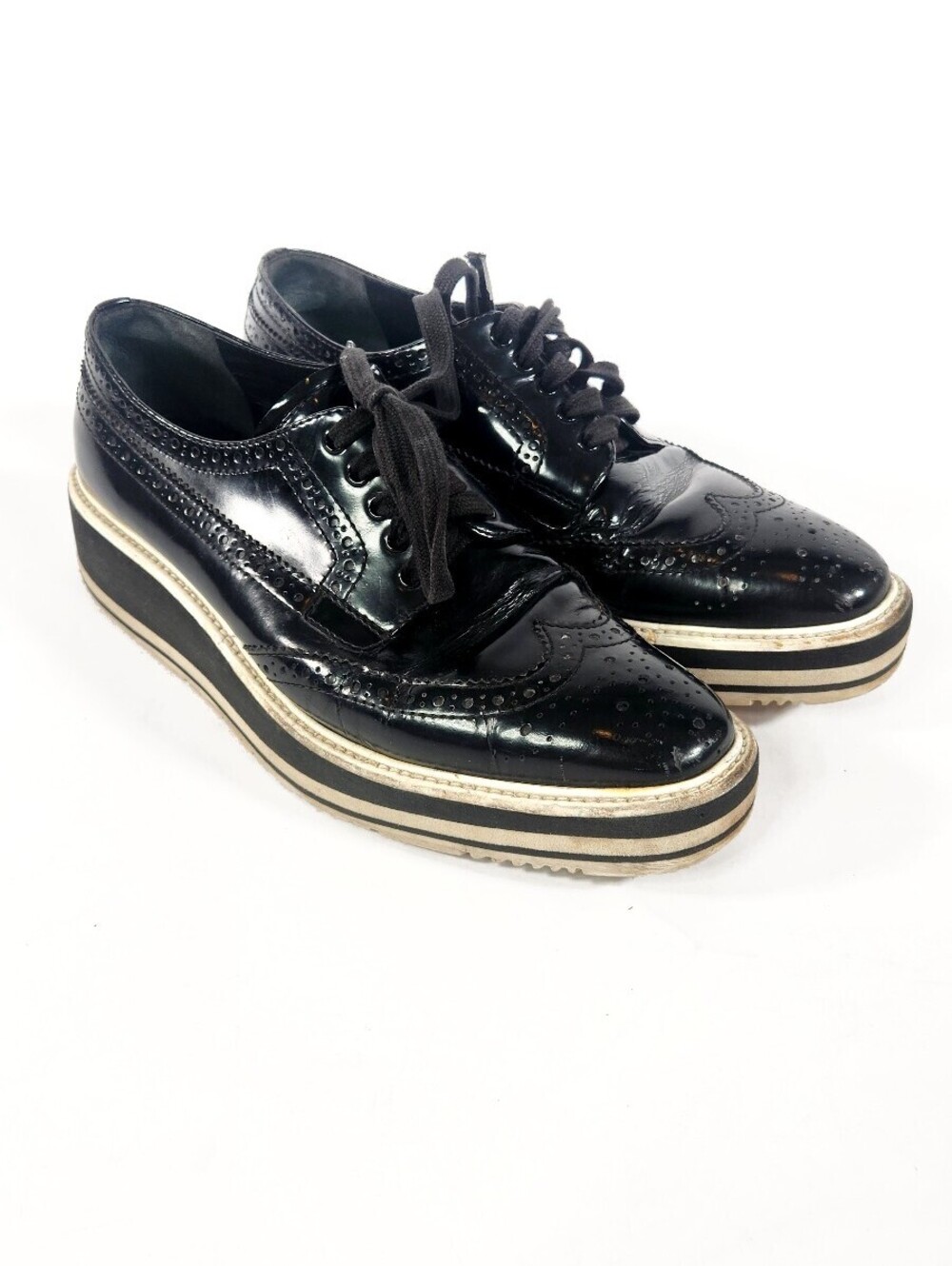 Prada Black Platform Brogues Size 6.5